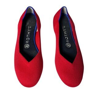 Rothy's The Flat‎ Red Knit Ballet Flats Women's 7.5 Round Toe Slip On